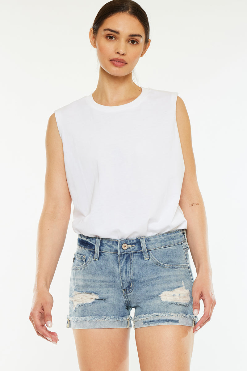 Beren Mid Rise Distressed Shorts - Official Kancan USA
