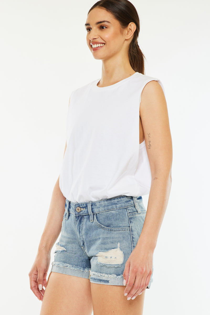 Beren Mid Rise Distressed Shorts - Official Kancan USA