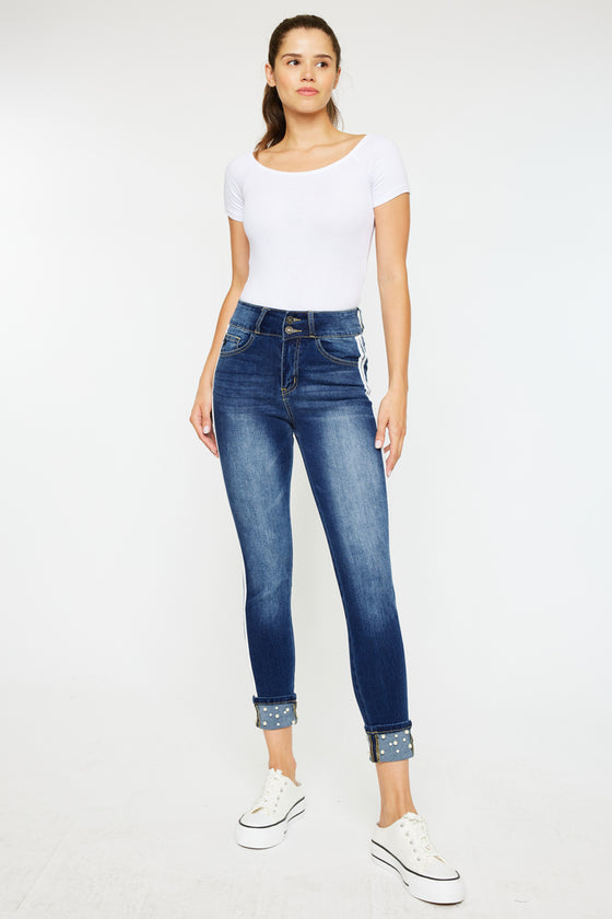 Monique  Mid Rise Cropped Skinny Jeans - Official Kancan USA