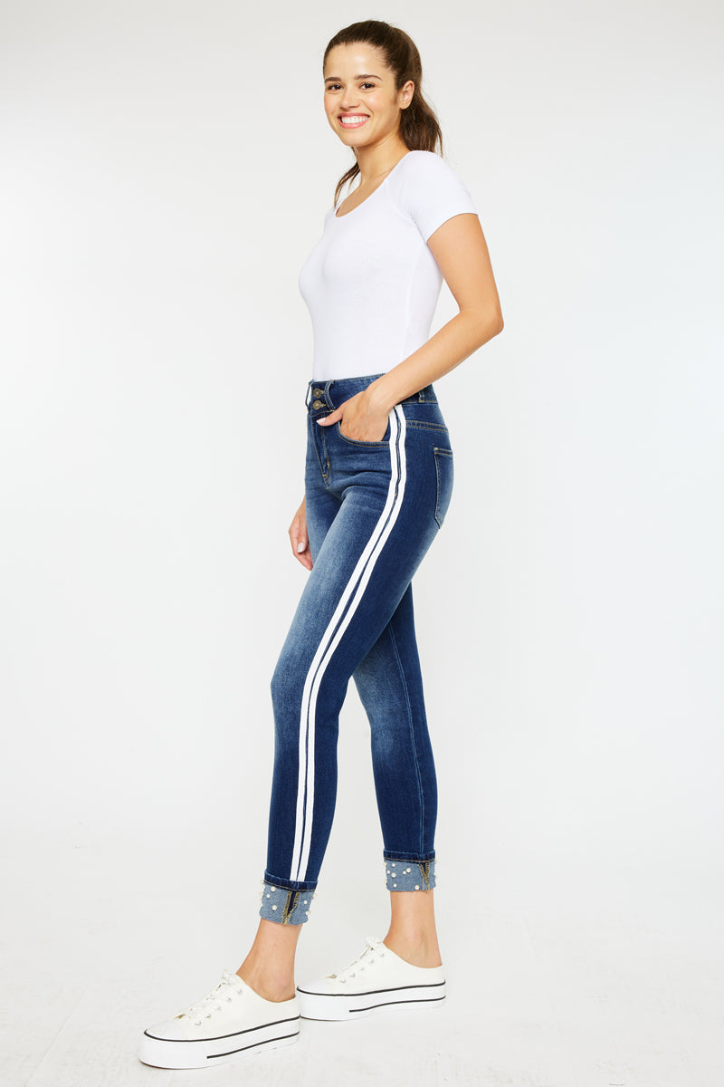 Monique  Mid Rise Cropped Skinny Jeans - Official Kancan USA
