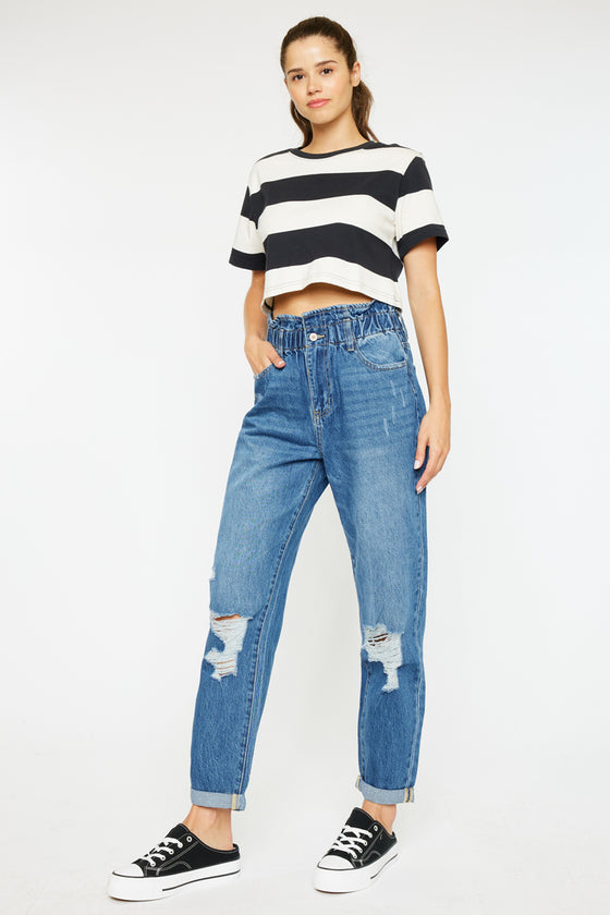 Olivia Ultra High Rise Paperbag Boyfriend Jeans - Official Kancan USA