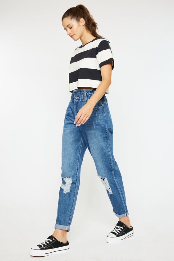 Olivia Ultra High Rise Paperbag Boyfriend Jeans - Official Kancan USA