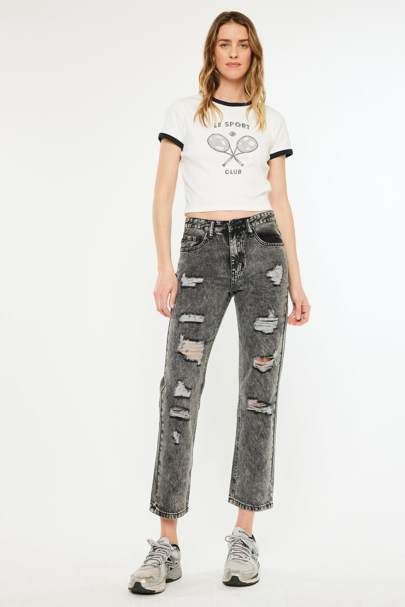 Rita High Rise Slim Straight Fit Leg Jeans - Official Kancan USA