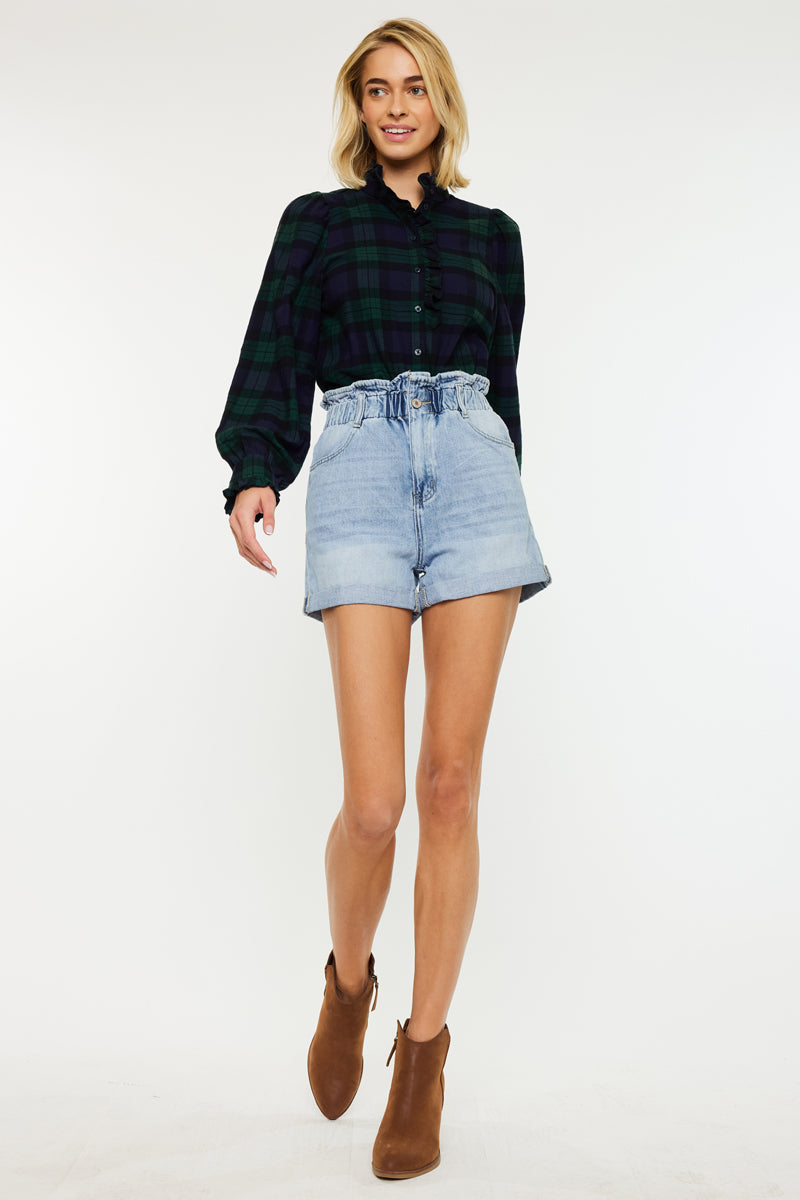 lululemon paper bag shorts Izzie Paperbag Ultra High Rise Shorts Light Wash / L