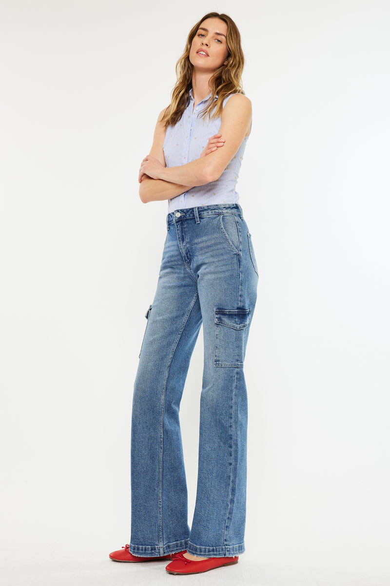 Aspen High Rise Wide Flare Jeans – Trendy Statement Fit – Kancan USA