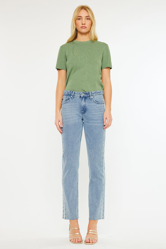 Evelyn  Mid Rise Slim Straight Leg Jeans - Official Kancan USA