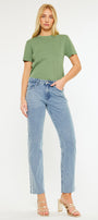 Evelyn  Mid Rise Slim Straight Leg Jeans - Official Kancan USA