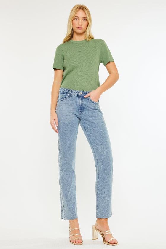 Evelyn  Mid Rise Slim Straight Leg Jeans - Official Kancan USA