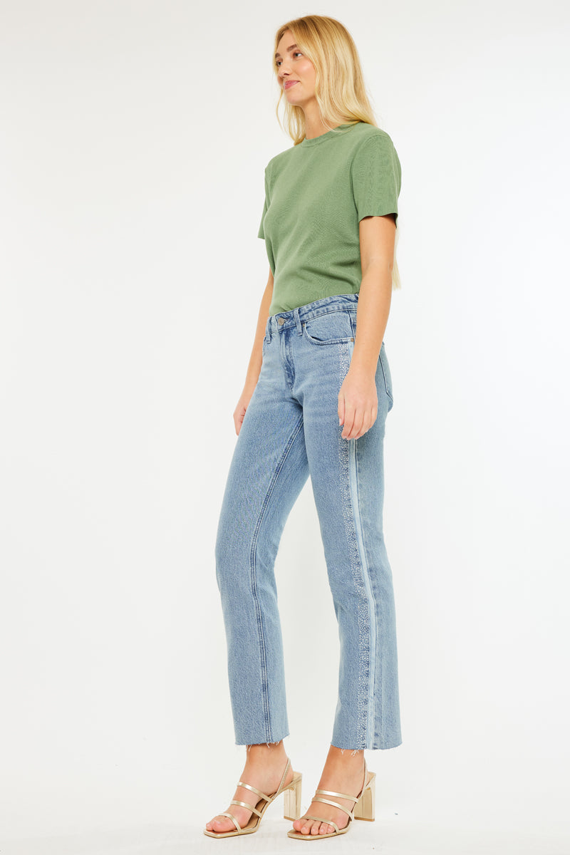 Evelyn  Mid Rise Slim Straight Leg Jeans - Official Kancan USA