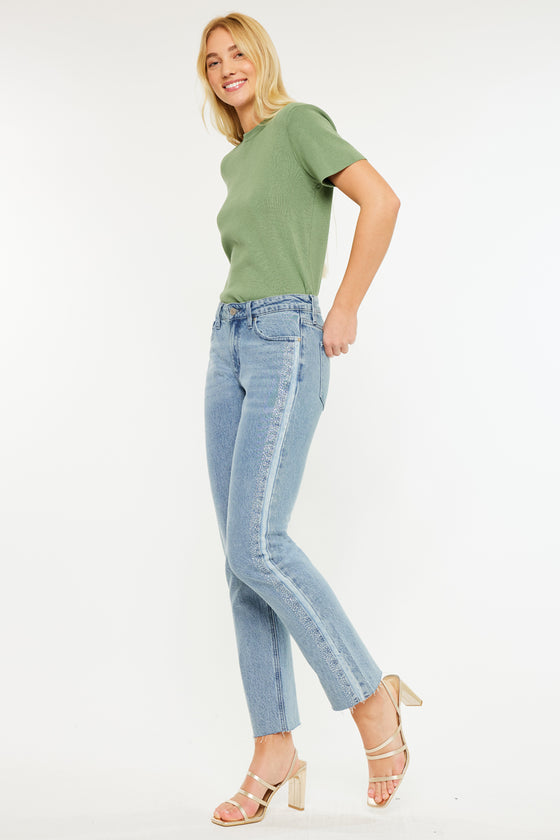 Evelyn  Mid Rise Slim Straight Leg Jeans - Official Kancan USA