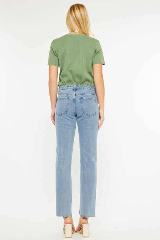 Evelyn  Mid Rise Slim Straight Leg Jeans - Official Kancan USA