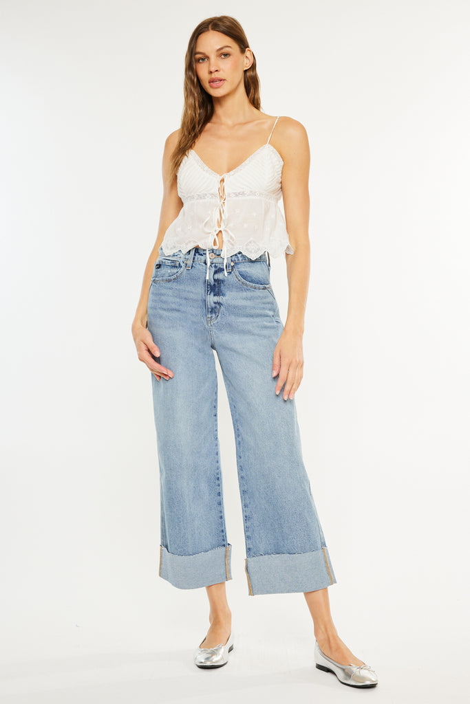 Kancan Alfie Wide Jeans – 90's Cropped High Rise | Kancan USA