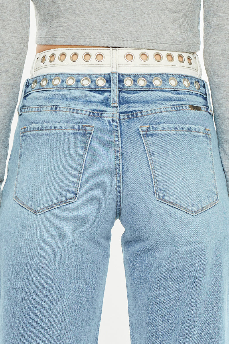 Caitlin High Rise Wide Leg Jeans - Official Kancan USA
