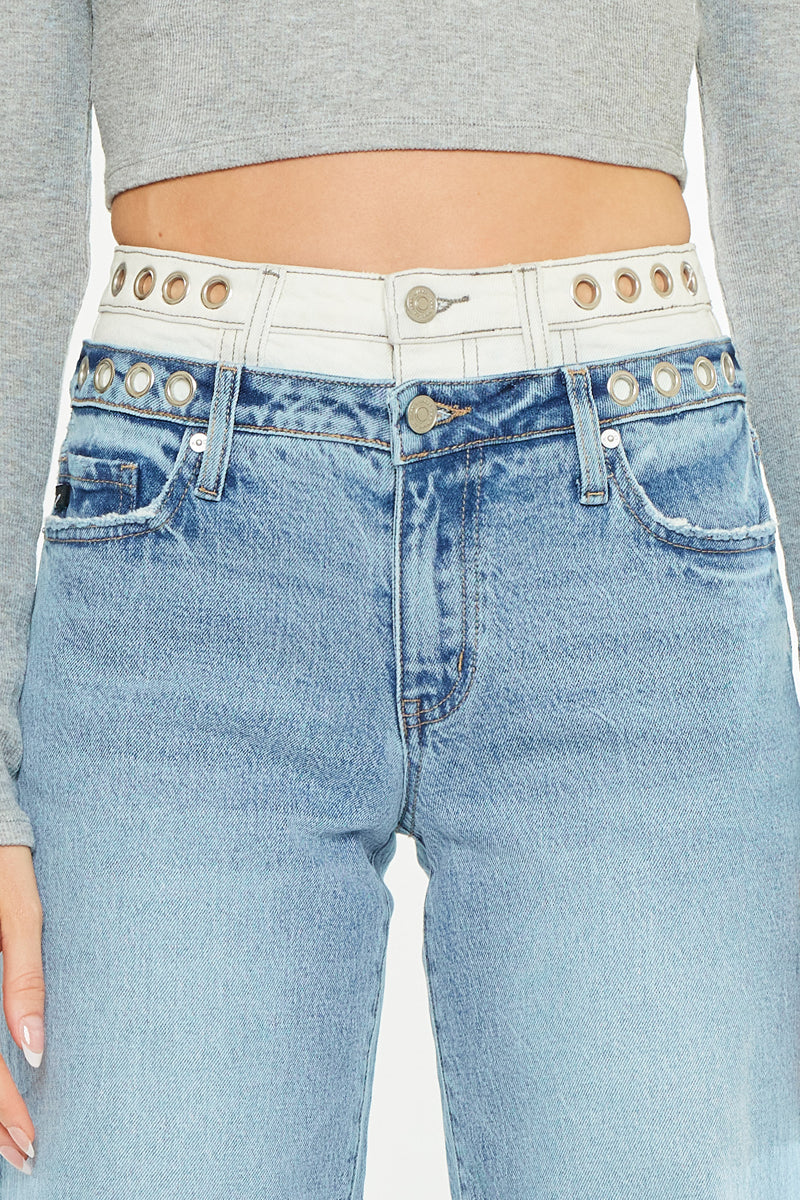 Caitlin High Rise Wide Leg Jeans - Official Kancan USA