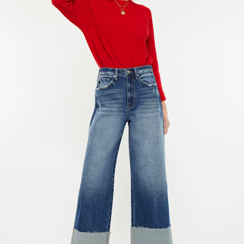 Lynn 90's Cropped Wide Leg Jeans - Official Kancan USA