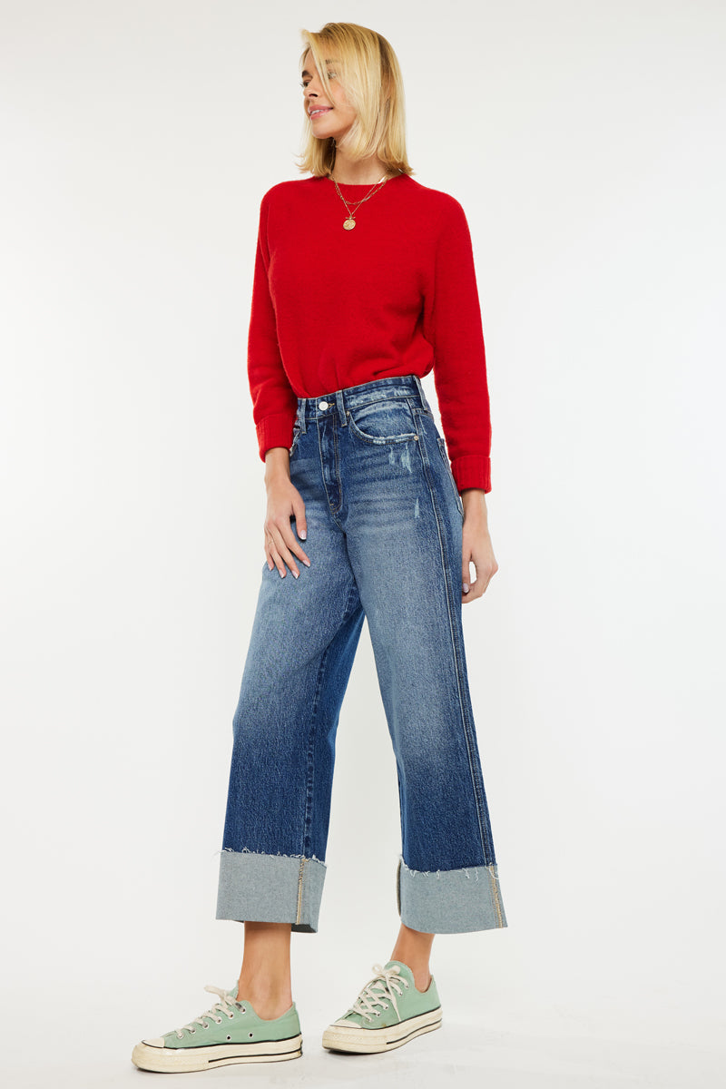 Lynn 90's Crop Wide Jeans | Vintage Wide Leg Fit – Kancan USA