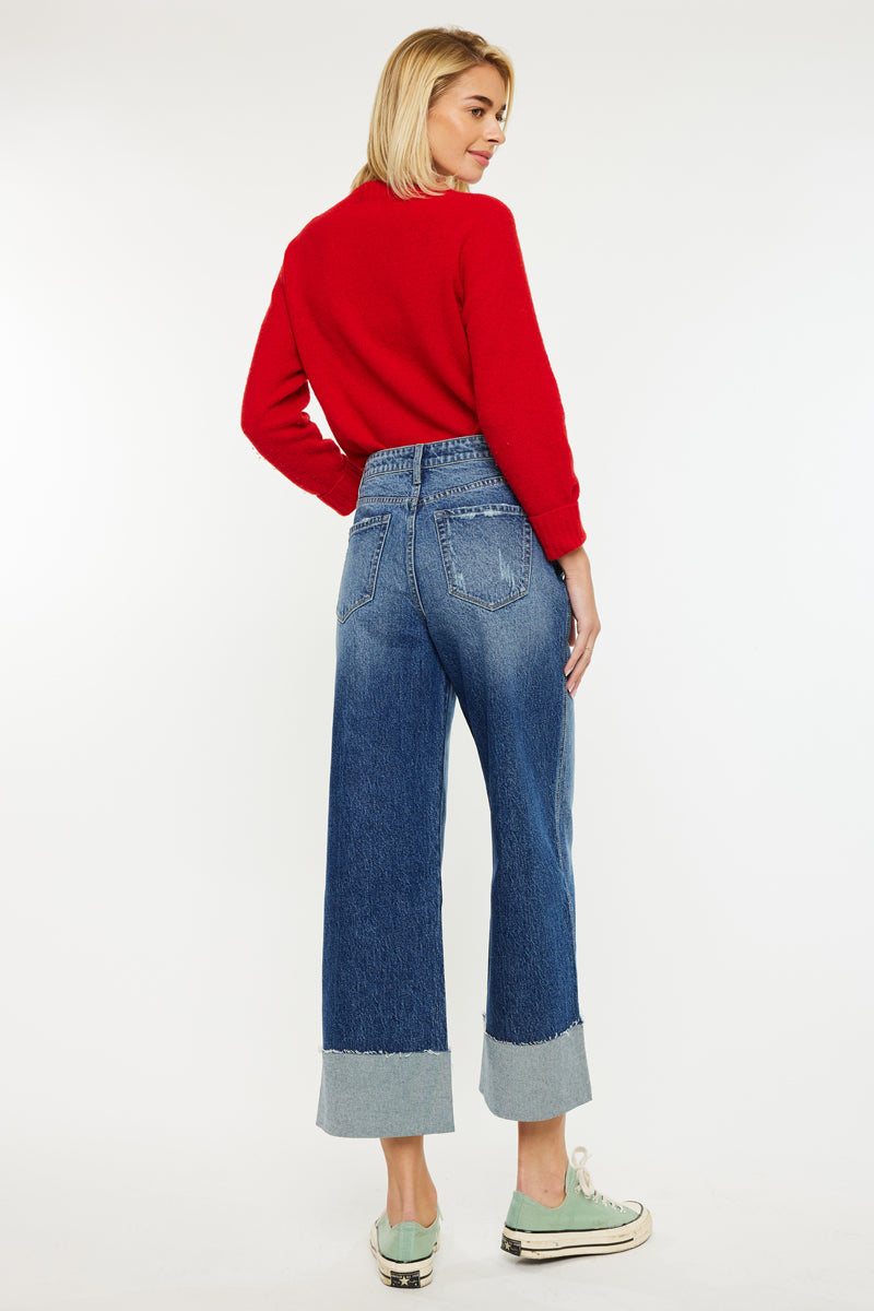 Lynn 90's Crop Wide Jeans | Vintage Wide Leg Fit – Kancan USA