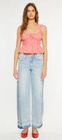 Carlise Mid Rise Color Block Wide Leg Jean - Official Kancan USA