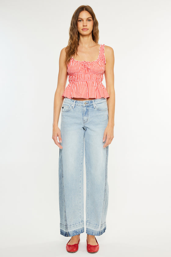 Carlise Mid Rise Color Block Wide Leg Jean - Official Kancan USA