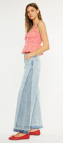 Carlise Mid Rise Color Block Wide Leg Jean - Official Kancan USA