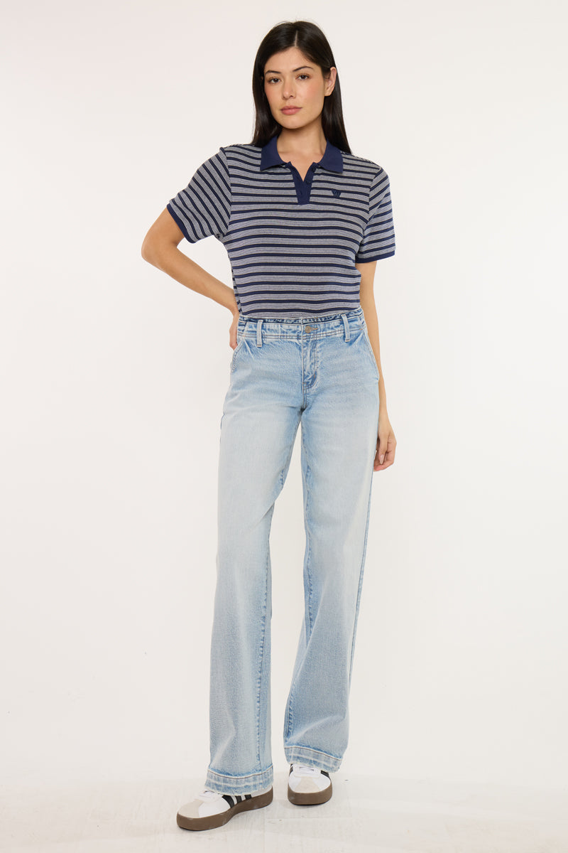 Lulu Mid Rise Wide Leg Trousers