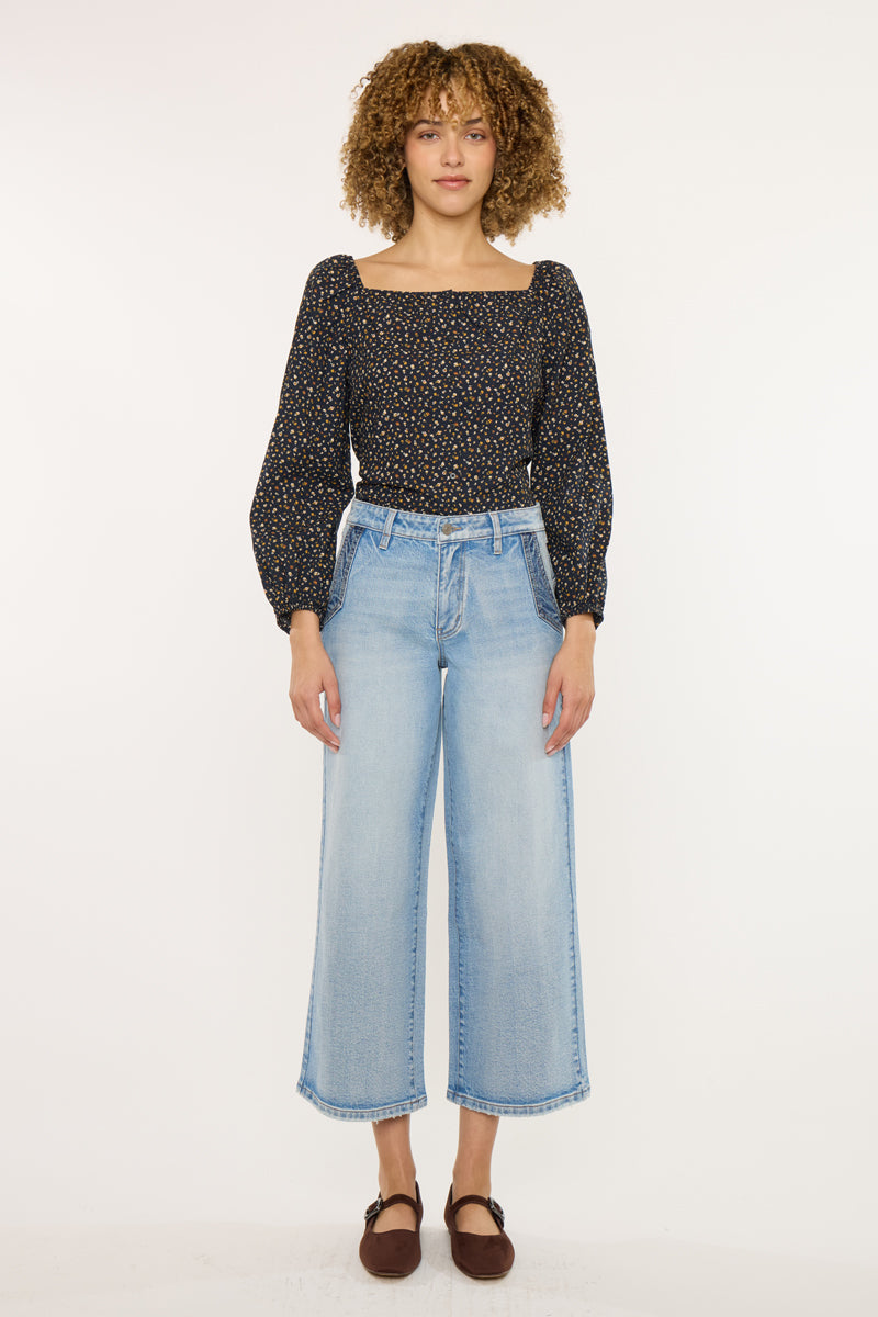 Lorinne High Rise Crop Wide Leg Jeans