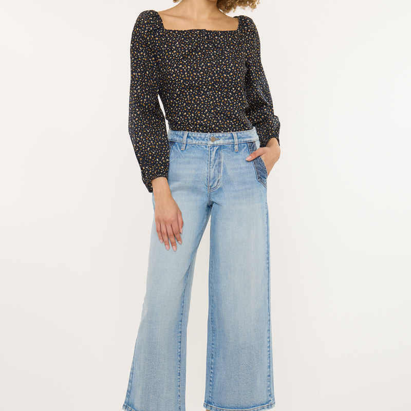 Lorinne High Rise Crop Wide Leg Jeans
