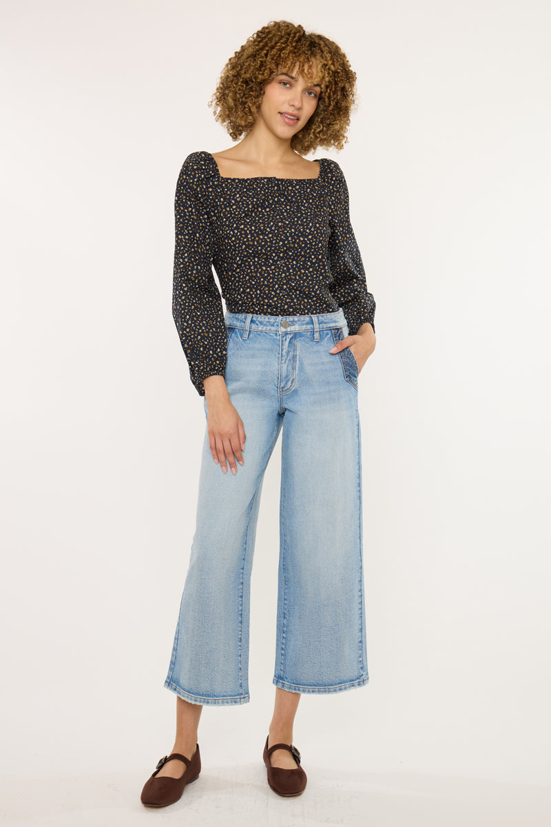 Lorinne High Rise Crop Wide Leg Jeans