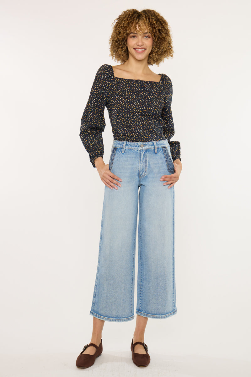 Lorinne High Rise Crop Wide Leg Jeans