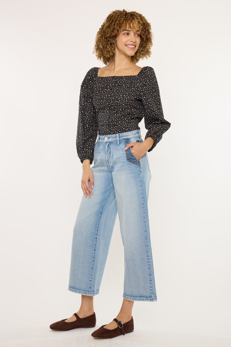 Lorinne High Rise Crop Wide Leg Jeans