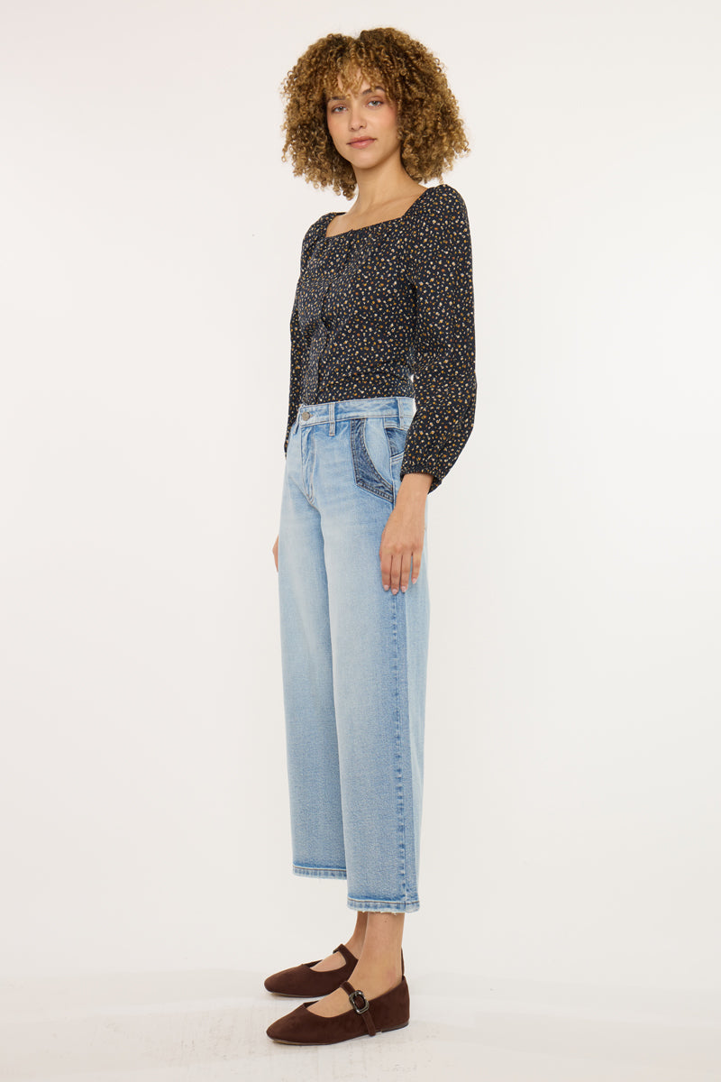 Lorinne High Rise Crop Wide Leg Jeans