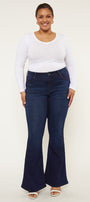 Darcy Mid Rise Flare Jeans (Petite Plus) - Official Kancan USA