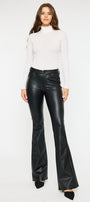 Kiwi Mid Rise Faux Leather Flare Jeans - Official Kancan USA