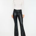 Kiwi Mid Rise Faux Leather Flare Jeans - Official Kancan USA