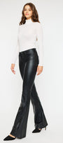 Kiwi Mid Rise Faux Leather Flare Jeans - Official Kancan USA