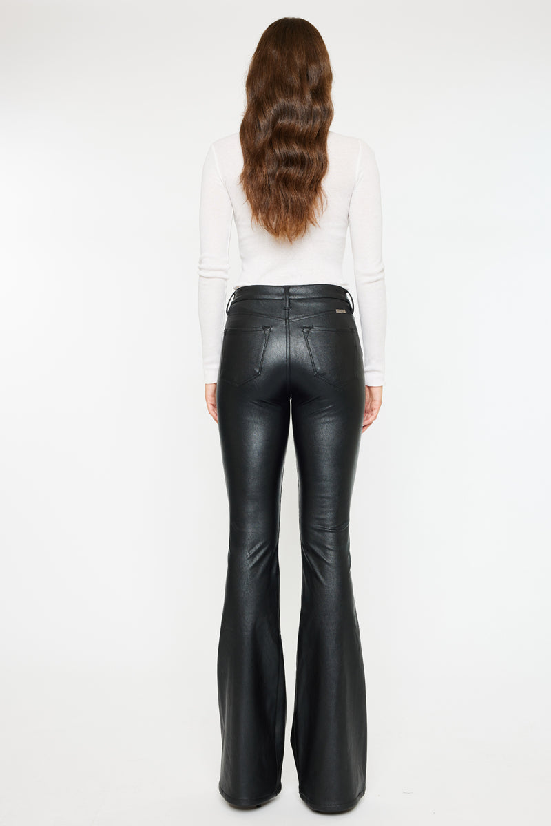 Kiwi Mid Rise Faux Leather Flare Jeans - Official Kancan USA