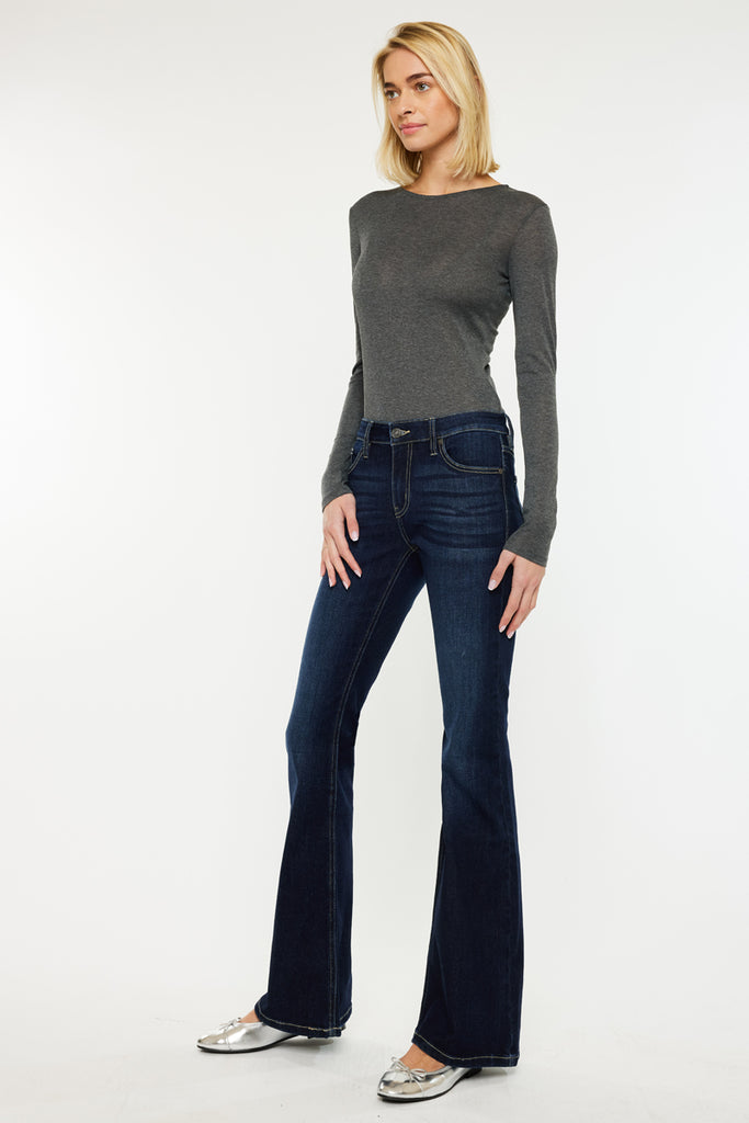 Samuel Mid Rise Flare Jeans - Super Stretch Denim | Kancan USA