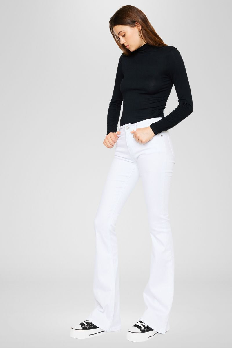 Mid Rise Flare Jeans – Kancan White Stretch Denim – Kancan USA
