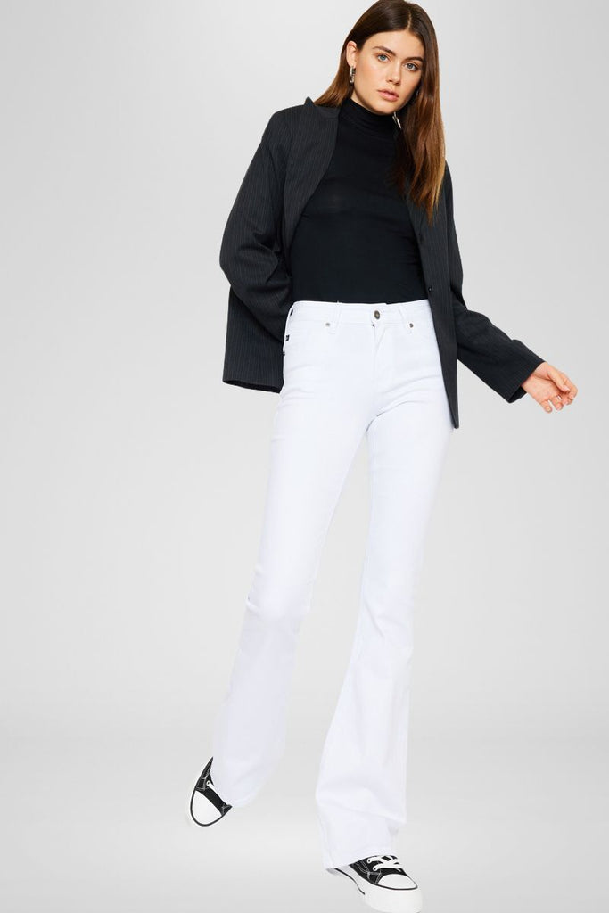 Mid Rise Flare Jeans – Kancan White Stretch Denim | Kancan USA