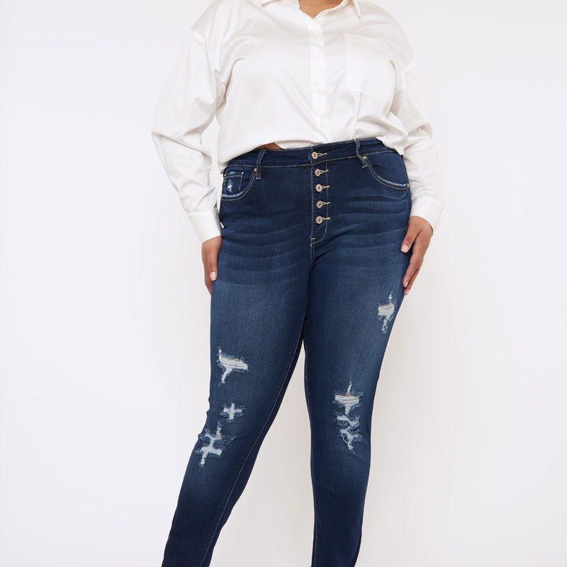 Sabrinah High Rise Super Skinny Jeans (Plus Size) - Official Kancan USA