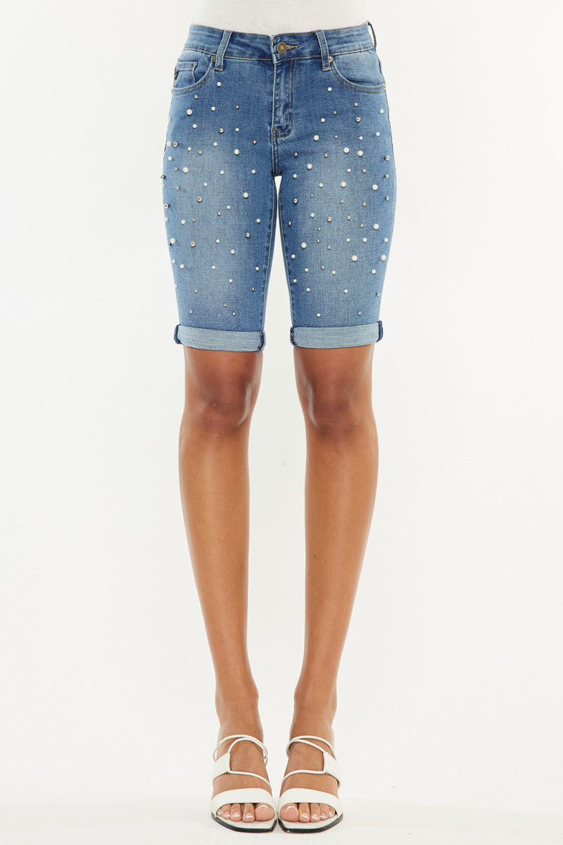 Pearly Mid Rise Bermuda Shorts - Official Kancan USA