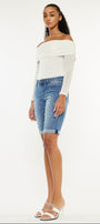 Pearly Mid Rise Bermuda Shorts - Official Kancan USA