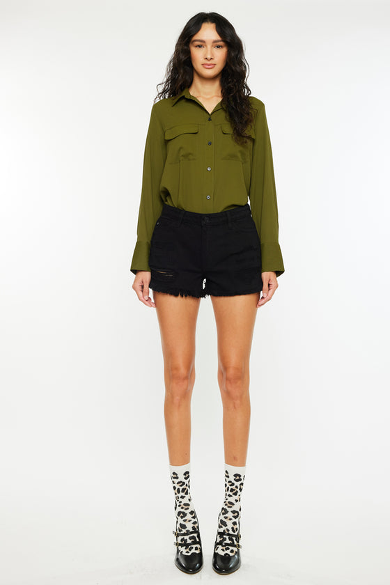 Ethel High Rise Distressed Shorts - Official Kancan USA