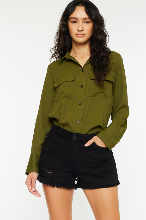 Ethel High Rise Distressed Shorts - Official Kancan USA