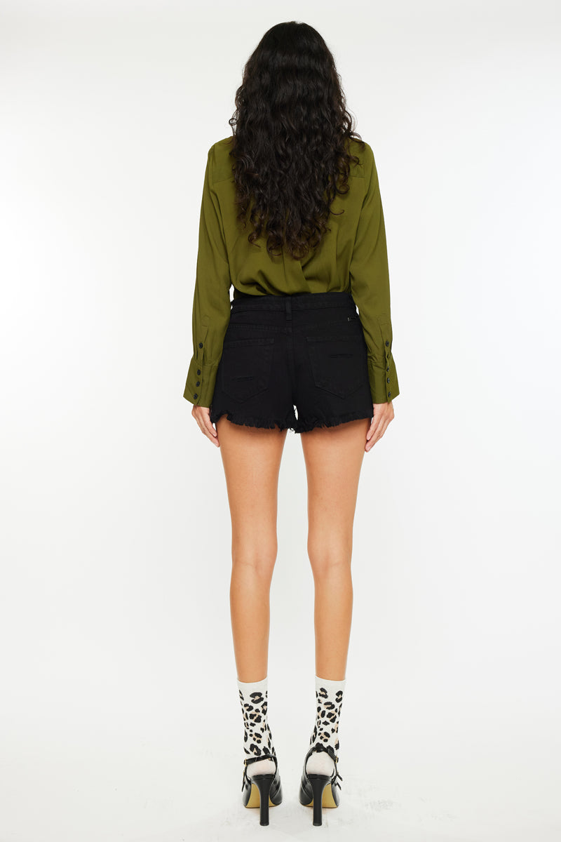 Ethel High Rise Distressed Shorts - Official Kancan USA