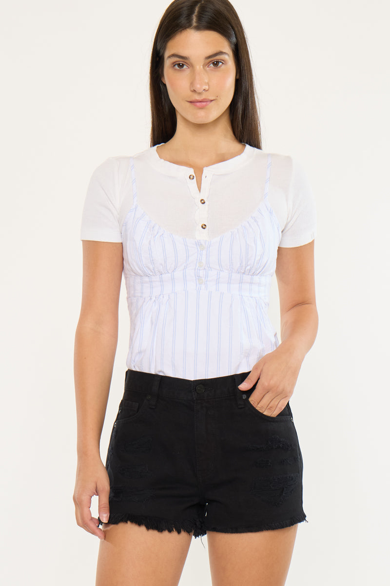 Ethel High Rise Distressed Shorts - Official Kancan USA