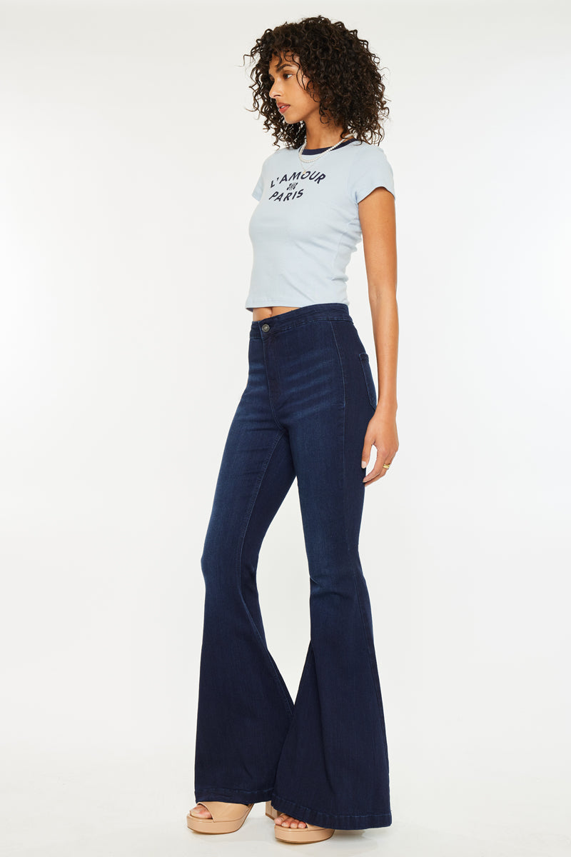 Jainey High Rise Flare Jeans – Flattering Fit & Style | Kancan USA