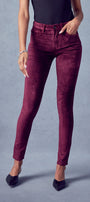Ginny Mid Rise Velvet Ankle Skinny Pants - Official Kancan USA