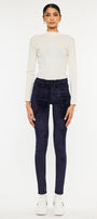 Ginny Mid Rise Velvet Ankle Skinny Pants - Official Kancan USA