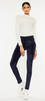 Ginny Mid Rise Velvet Ankle Skinny Pants - Official Kancan USA